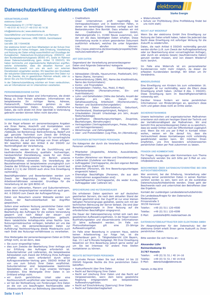 DSE elektroma GmbH Papier 2018 - Photovoltaik Hameln