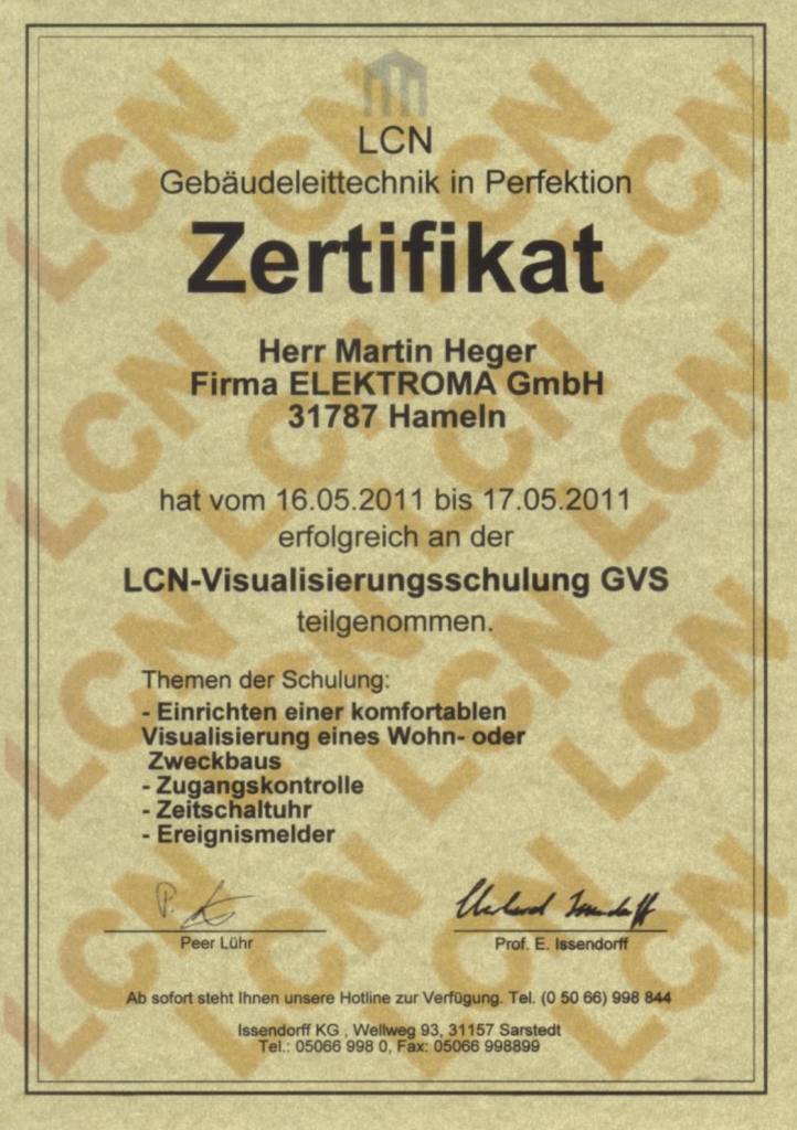 LCN Zertifikat - Photovoltaik Hameln