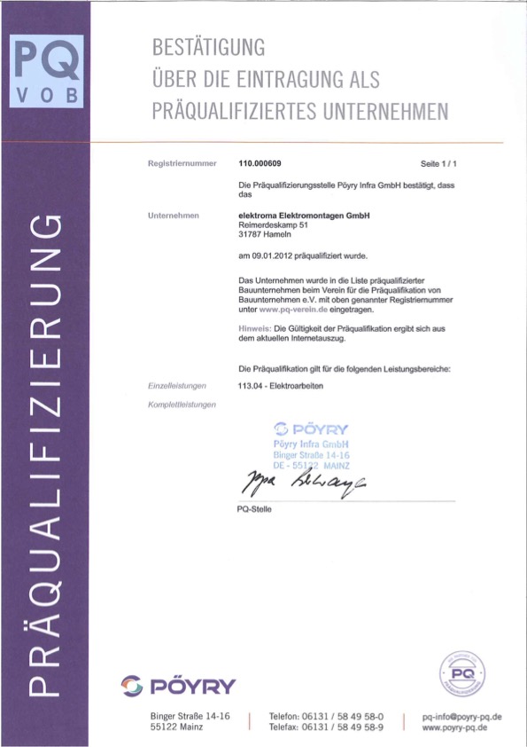 00 Praequalifizierung 110.000609 - Photovoltaik Hameln